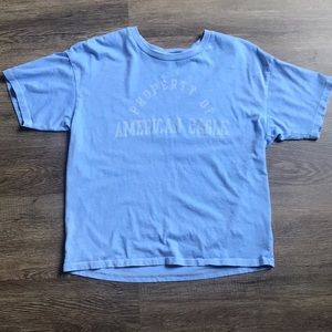 American Eagle cropped blue tee shirt